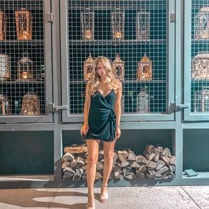 Black wrap tie romper